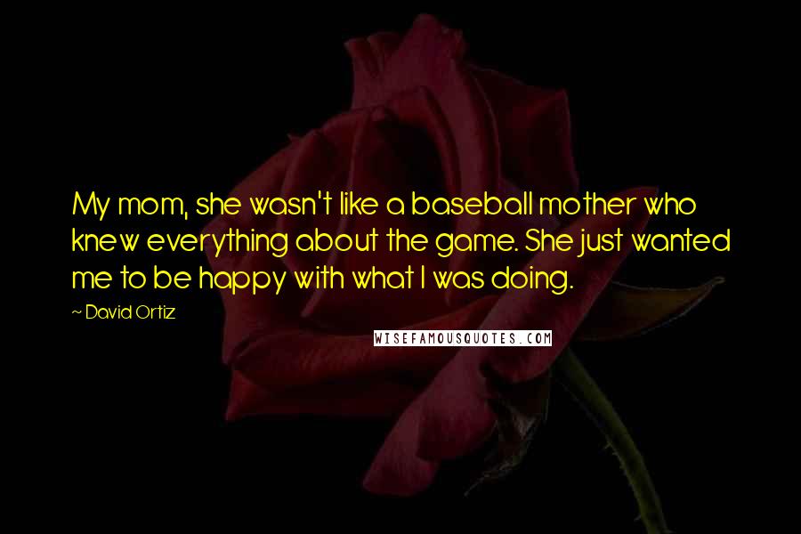 David Ortiz Quotes: My mom, she wasn't like a baseball mother who knew everything about the game. She just wanted me to be happy with what I was doing.