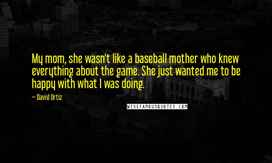 David Ortiz Quotes: My mom, she wasn't like a baseball mother who knew everything about the game. She just wanted me to be happy with what I was doing.