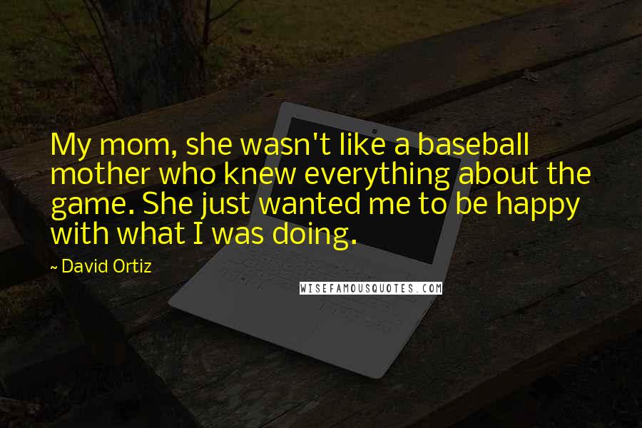David Ortiz Quotes: My mom, she wasn't like a baseball mother who knew everything about the game. She just wanted me to be happy with what I was doing.