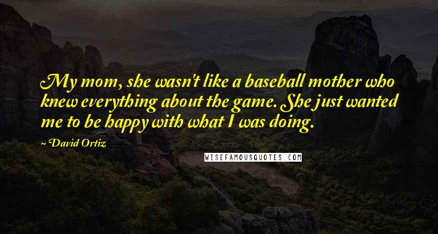 David Ortiz Quotes: My mom, she wasn't like a baseball mother who knew everything about the game. She just wanted me to be happy with what I was doing.