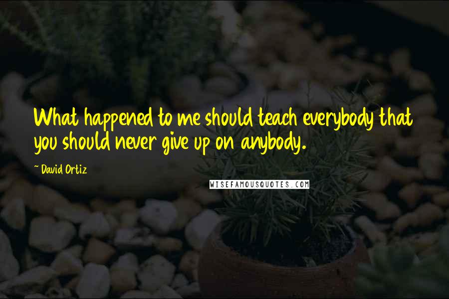 David Ortiz Quotes: What happened to me should teach everybody that you should never give up on anybody.