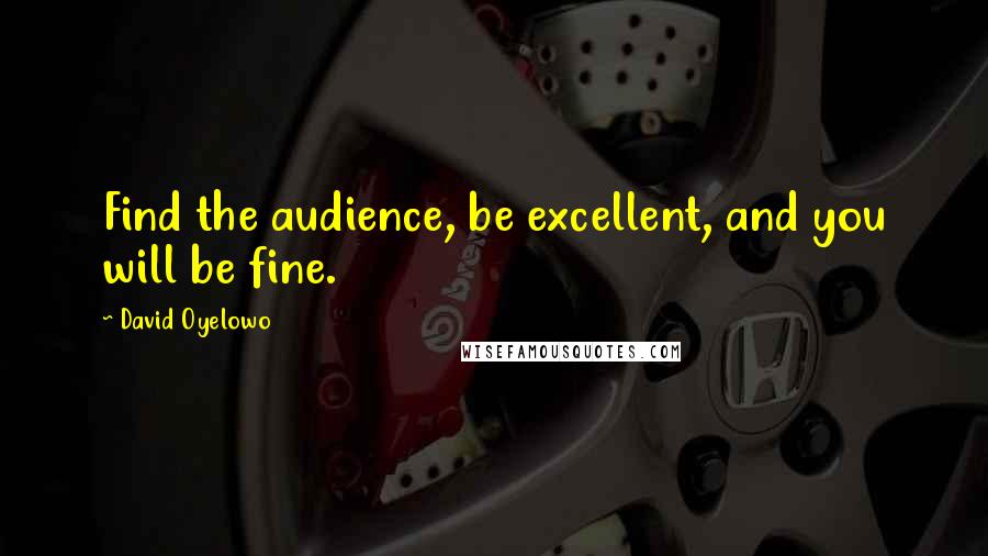David Oyelowo Quotes: Find the audience, be excellent, and you will be fine.