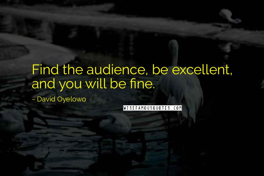 David Oyelowo Quotes: Find the audience, be excellent, and you will be fine.