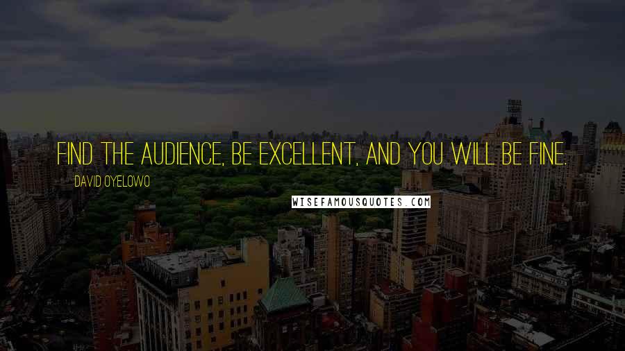 David Oyelowo Quotes: Find the audience, be excellent, and you will be fine.