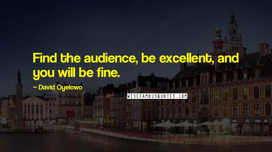 David Oyelowo Quotes: Find the audience, be excellent, and you will be fine.