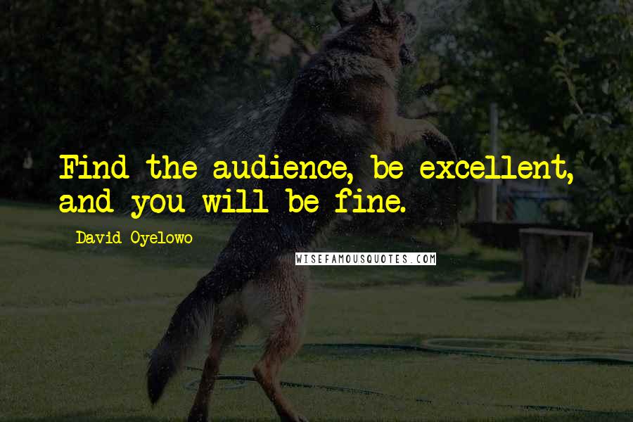 David Oyelowo Quotes: Find the audience, be excellent, and you will be fine.