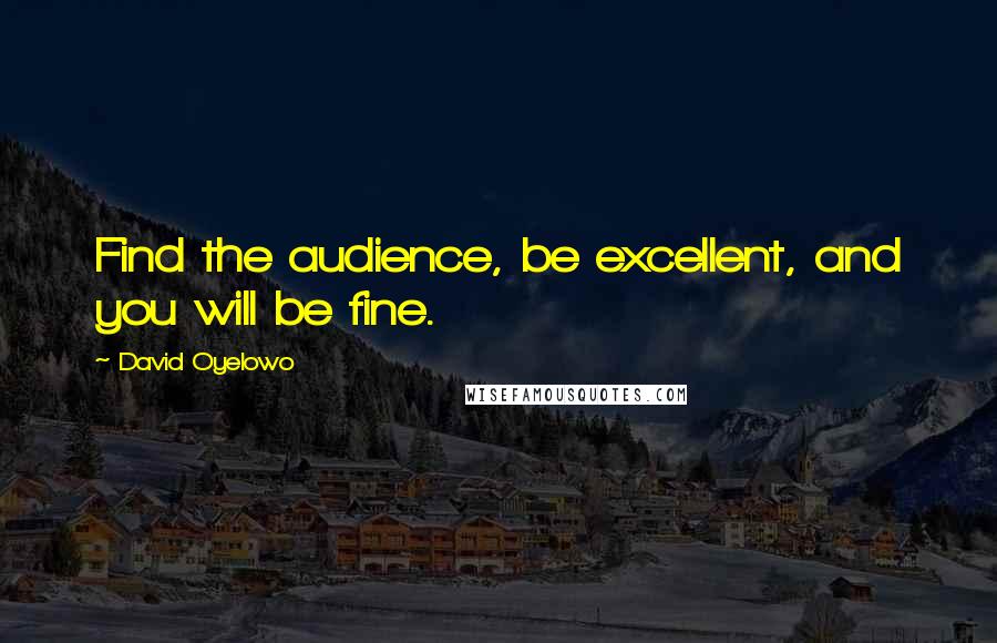 David Oyelowo Quotes: Find the audience, be excellent, and you will be fine.