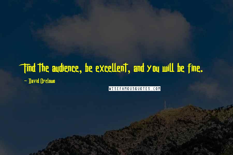 David Oyelowo Quotes: Find the audience, be excellent, and you will be fine.