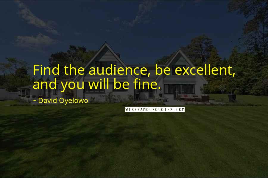 David Oyelowo Quotes: Find the audience, be excellent, and you will be fine.