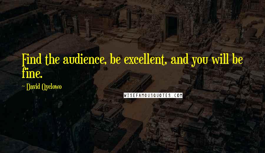 David Oyelowo Quotes: Find the audience, be excellent, and you will be fine.
