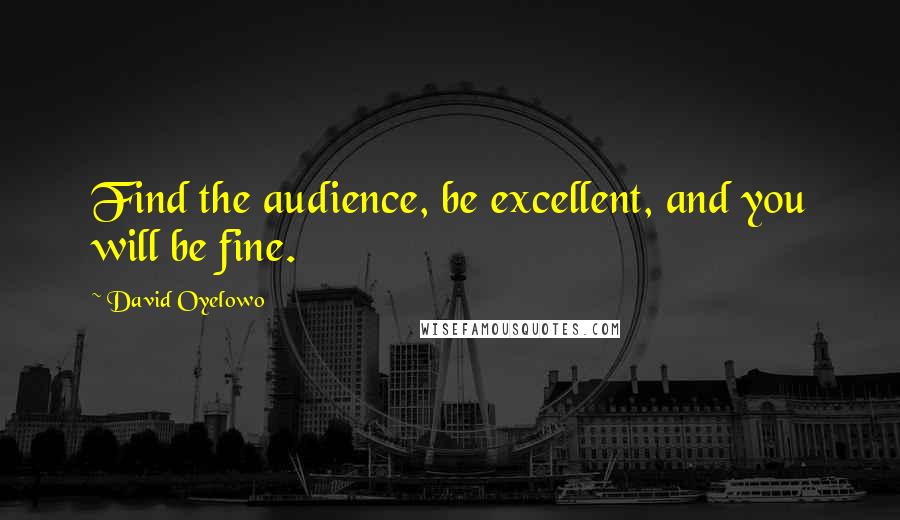 David Oyelowo Quotes: Find the audience, be excellent, and you will be fine.