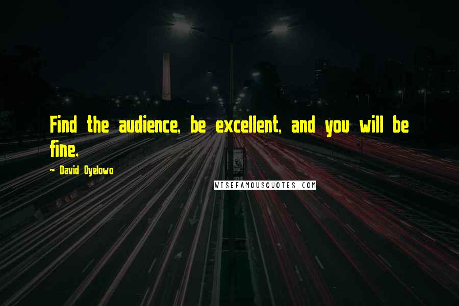 David Oyelowo Quotes: Find the audience, be excellent, and you will be fine.