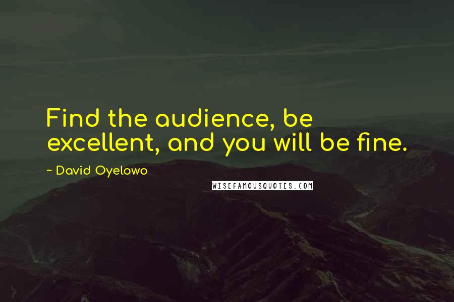 David Oyelowo Quotes: Find the audience, be excellent, and you will be fine.