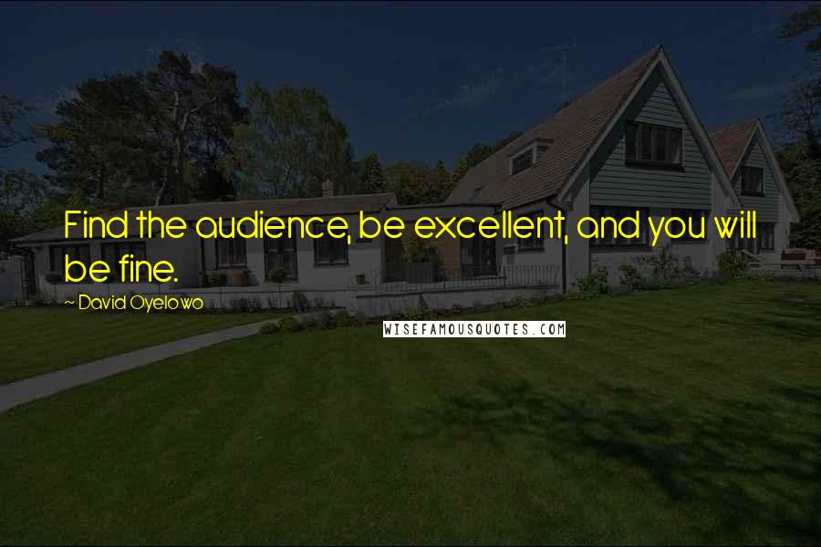 David Oyelowo Quotes: Find the audience, be excellent, and you will be fine.