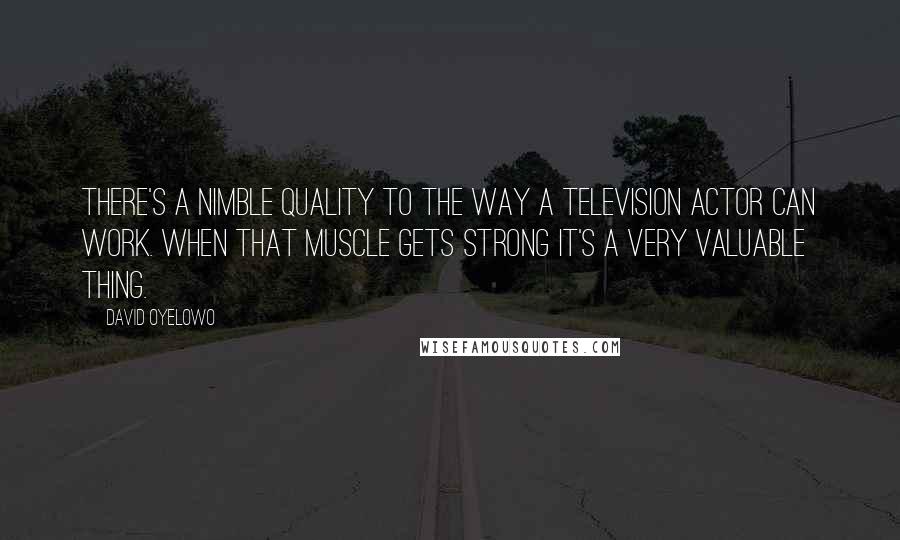 David Oyelowo Quotes: There's a nimble quality to the way a television actor can work. When that muscle gets strong it's a very valuable thing.