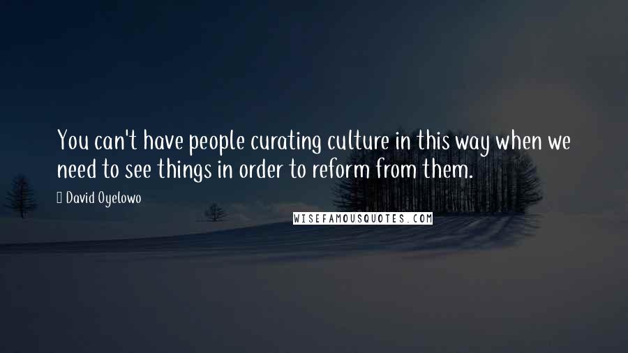 David Oyelowo Quotes: You can't have people curating culture in this way when we need to see things in order to reform from them.