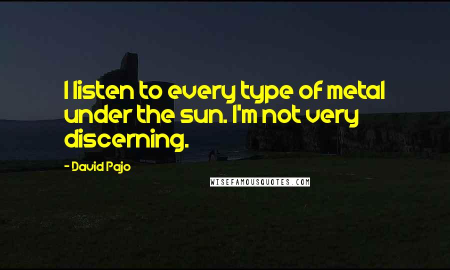 David Pajo Quotes: I listen to every type of metal under the sun. I'm not very discerning.