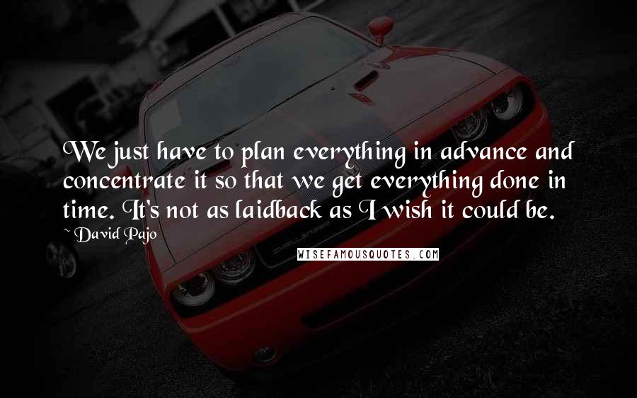 David Pajo Quotes: We just have to plan everything in advance and concentrate it so that we get everything done in time. It's not as laidback as I wish it could be.