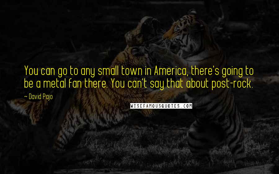 David Pajo Quotes: You can go to any small town in America, there's going to be a metal fan there. You can't say that about post-rock.