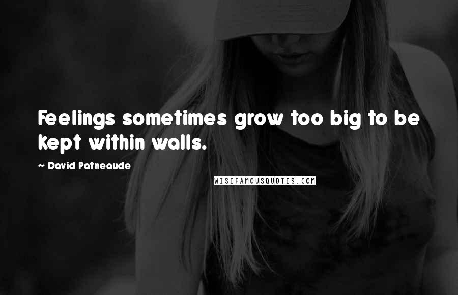 David Patneaude Quotes: Feelings sometimes grow too big to be kept within walls.