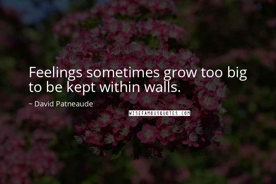 David Patneaude Quotes: Feelings sometimes grow too big to be kept within walls.