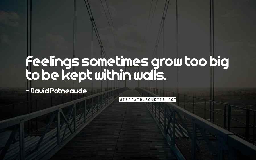David Patneaude Quotes: Feelings sometimes grow too big to be kept within walls.