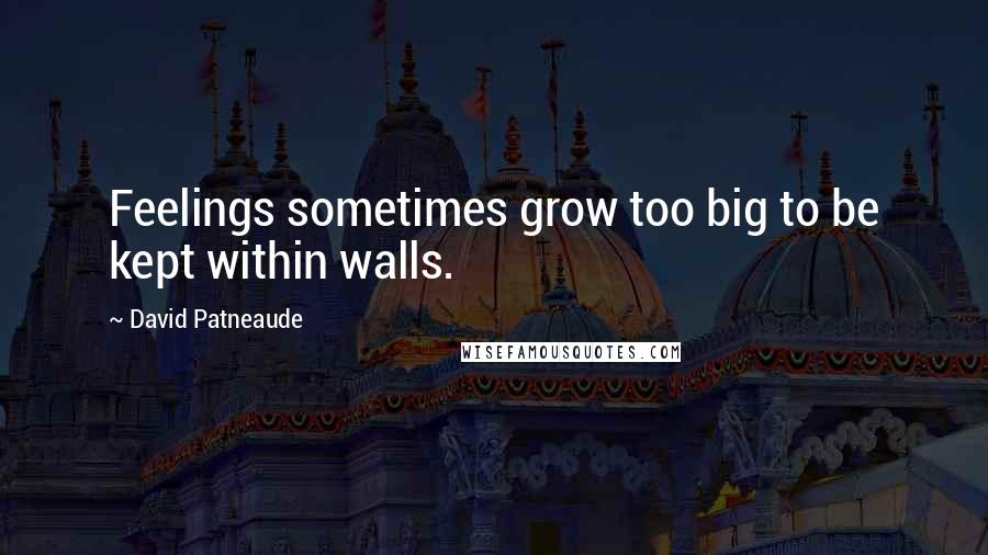 David Patneaude Quotes: Feelings sometimes grow too big to be kept within walls.