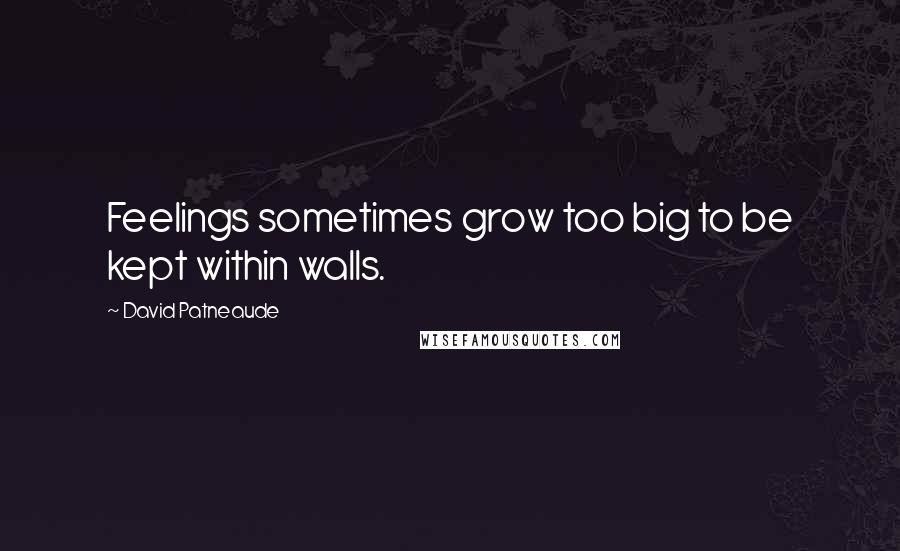 David Patneaude Quotes: Feelings sometimes grow too big to be kept within walls.