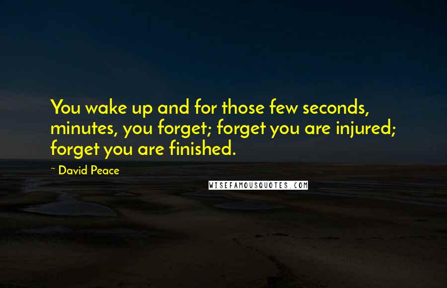 David Peace Quotes: You wake up and for those few seconds, minutes, you forget; forget you are injured; forget you are finished.