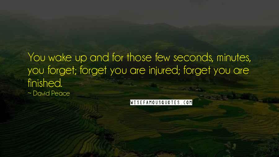 David Peace Quotes: You wake up and for those few seconds, minutes, you forget; forget you are injured; forget you are finished.