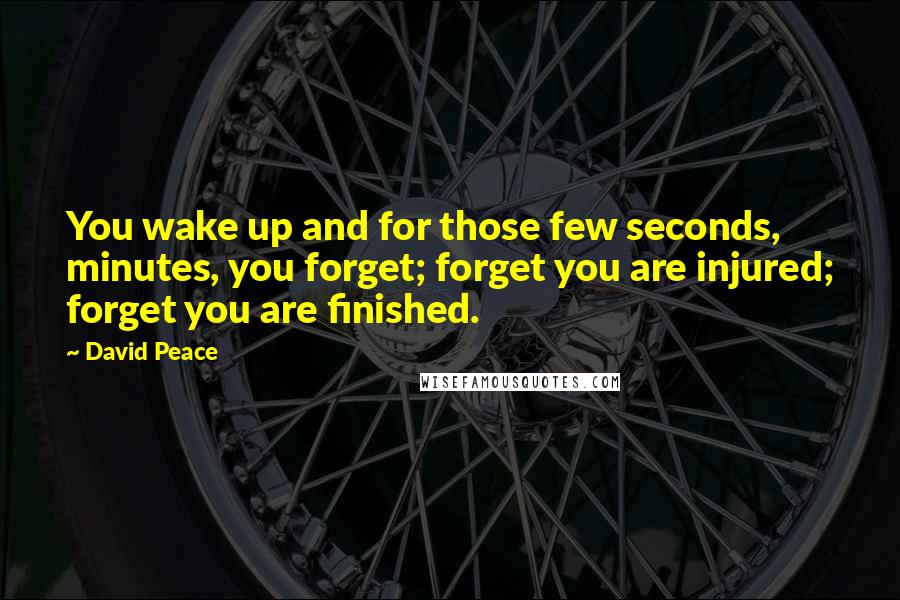 David Peace Quotes: You wake up and for those few seconds, minutes, you forget; forget you are injured; forget you are finished.