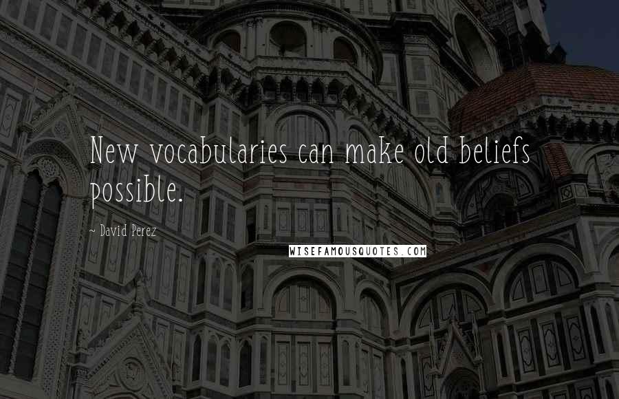 David Perez Quotes: New vocabularies can make old beliefs possible.