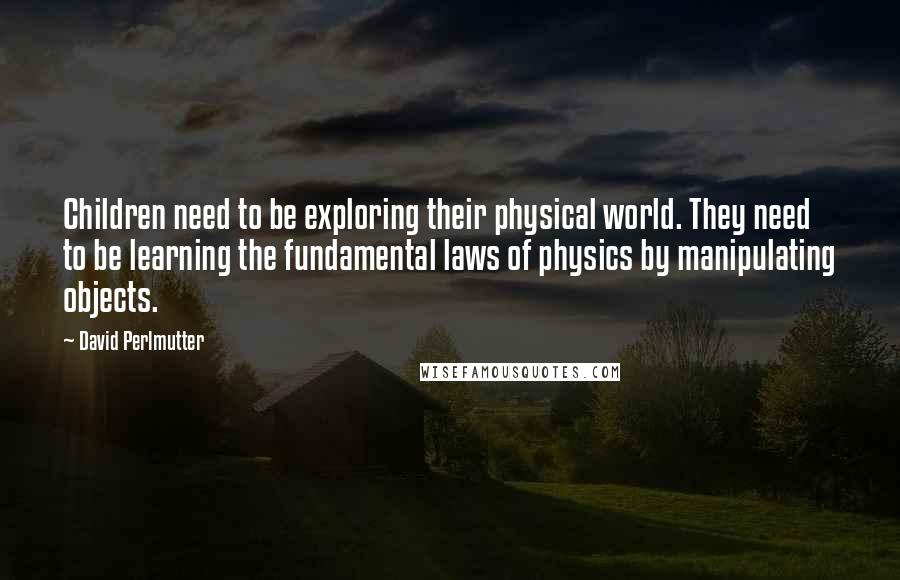 David Perlmutter Quotes: Children need to be exploring their physical world. They need to be learning the fundamental laws of physics by manipulating objects.