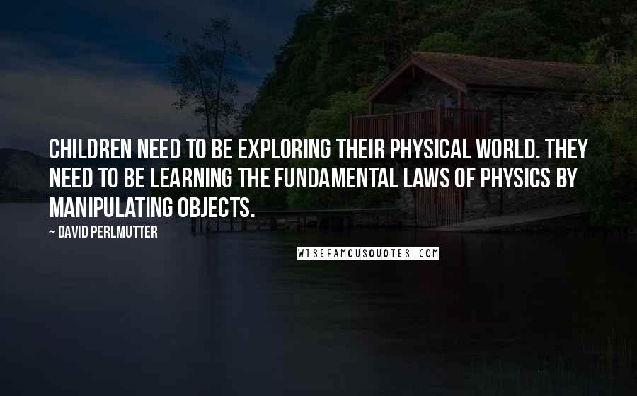 David Perlmutter Quotes: Children need to be exploring their physical world. They need to be learning the fundamental laws of physics by manipulating objects.