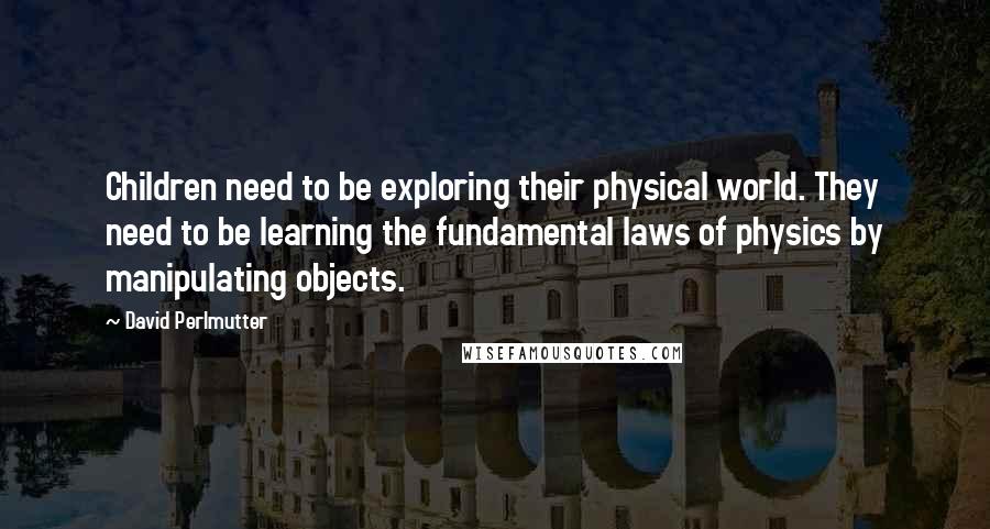 David Perlmutter Quotes: Children need to be exploring their physical world. They need to be learning the fundamental laws of physics by manipulating objects.