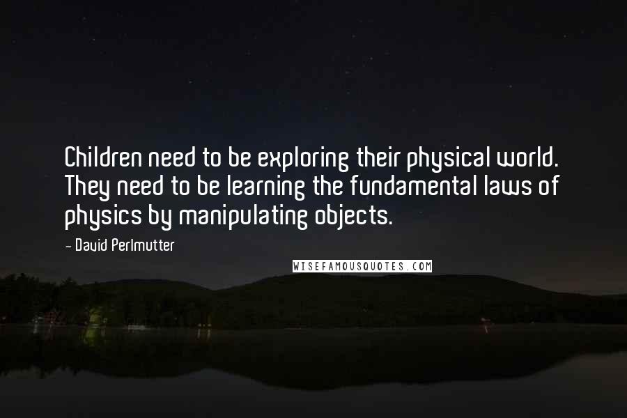 David Perlmutter Quotes: Children need to be exploring their physical world. They need to be learning the fundamental laws of physics by manipulating objects.