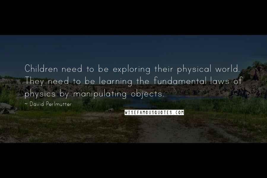 David Perlmutter Quotes: Children need to be exploring their physical world. They need to be learning the fundamental laws of physics by manipulating objects.