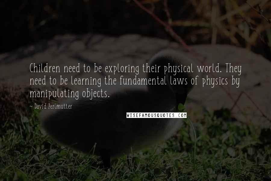 David Perlmutter Quotes: Children need to be exploring their physical world. They need to be learning the fundamental laws of physics by manipulating objects.