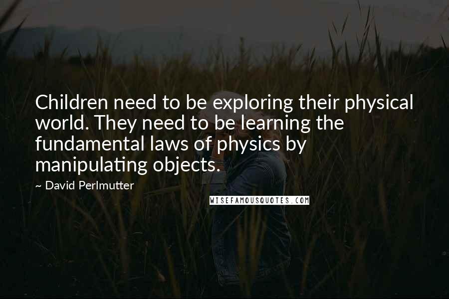 David Perlmutter Quotes: Children need to be exploring their physical world. They need to be learning the fundamental laws of physics by manipulating objects.