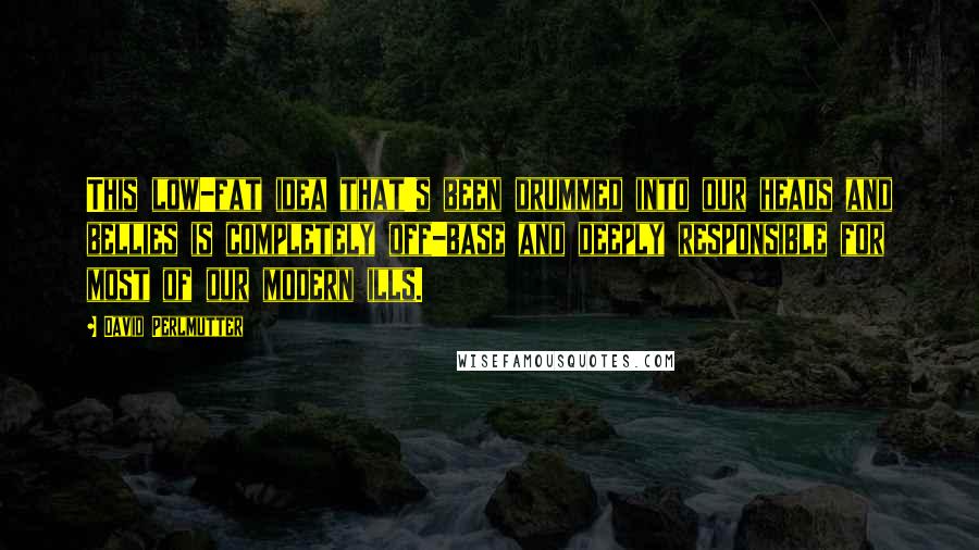 David Perlmutter Quotes: This low-fat idea that's been drummed into our heads and bellies is completely off-base and deeply responsible for most of our modern ills.