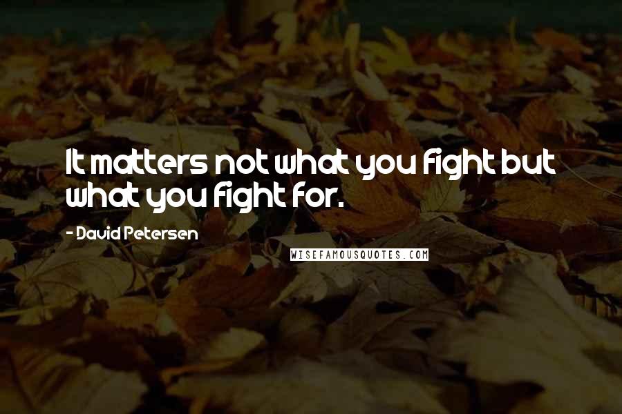David Petersen Quotes: It matters not what you fight but what you fight for.