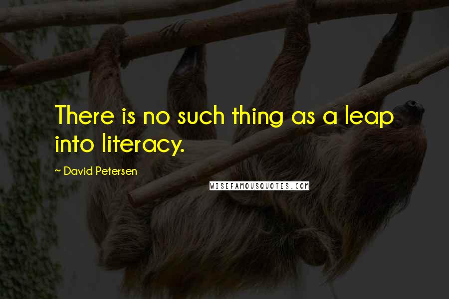 David Petersen Quotes: There is no such thing as a leap into literacy.