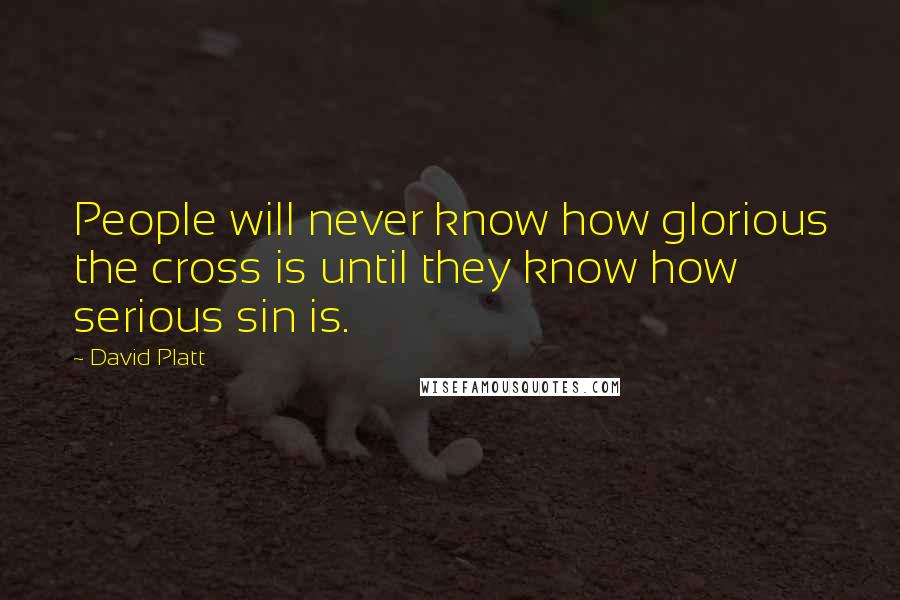 David Platt Quotes: People will never know how glorious the cross is until they know how serious sin is.
