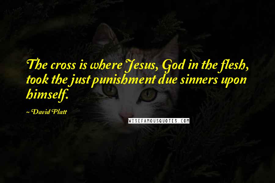 David Platt Quotes: The cross is where Jesus, God in the flesh, took the just punishment due sinners upon himself.