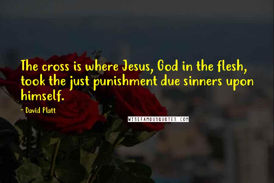 David Platt Quotes: The cross is where Jesus, God in the flesh, took the just punishment due sinners upon himself.
