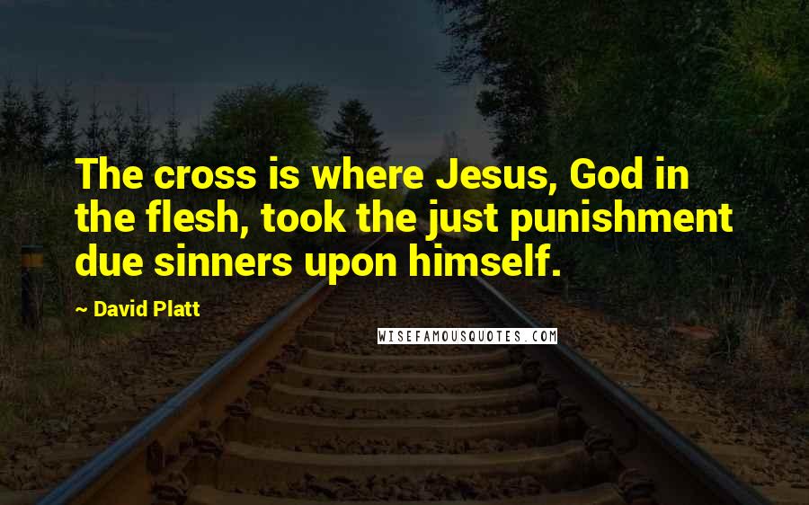 David Platt Quotes: The cross is where Jesus, God in the flesh, took the just punishment due sinners upon himself.