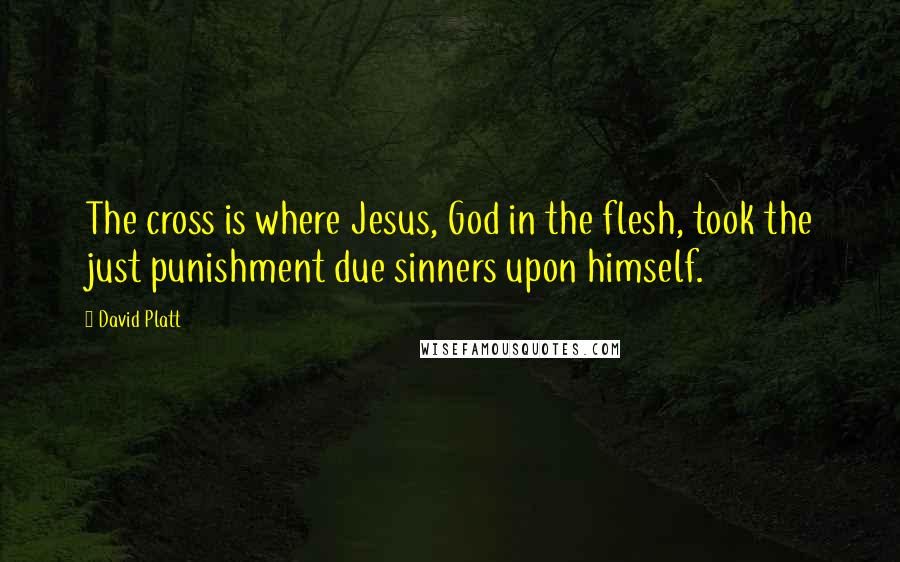 David Platt Quotes: The cross is where Jesus, God in the flesh, took the just punishment due sinners upon himself.