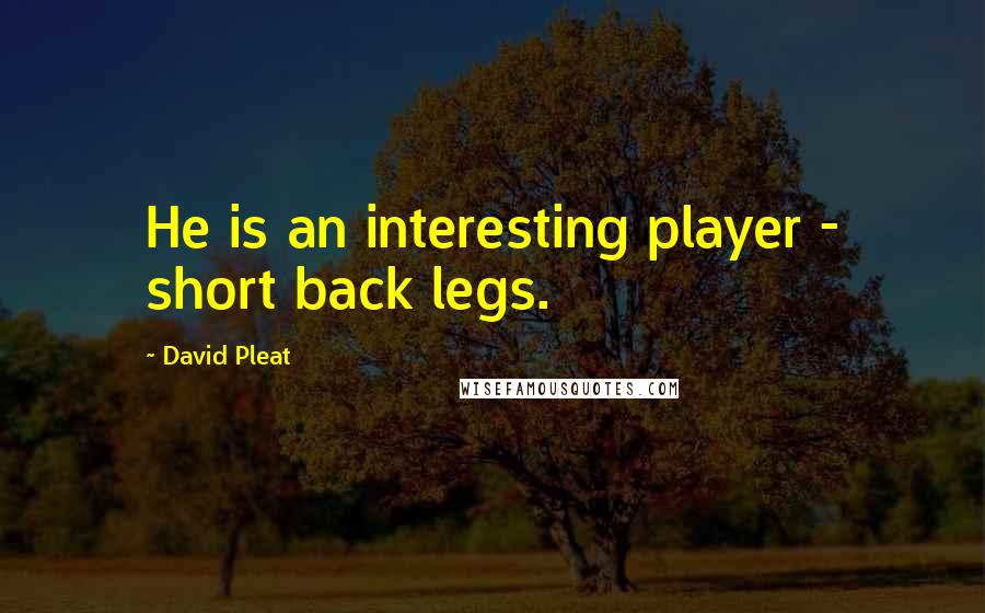 David Pleat Quotes: He is an interesting player - short back legs.
