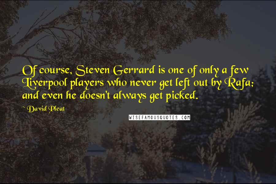 David Pleat Quotes: Of course, Steven Gerrard is one of only a few Liverpool players who never get left out by Rafa; and even he doesn't always get picked.