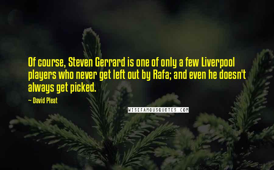 David Pleat Quotes: Of course, Steven Gerrard is one of only a few Liverpool players who never get left out by Rafa; and even he doesn't always get picked.